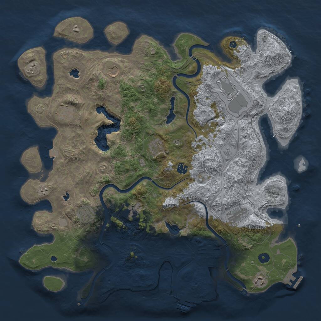 Rust Map: Procedural Map, Size: 4500, Seed: 969962423, 16 Monuments