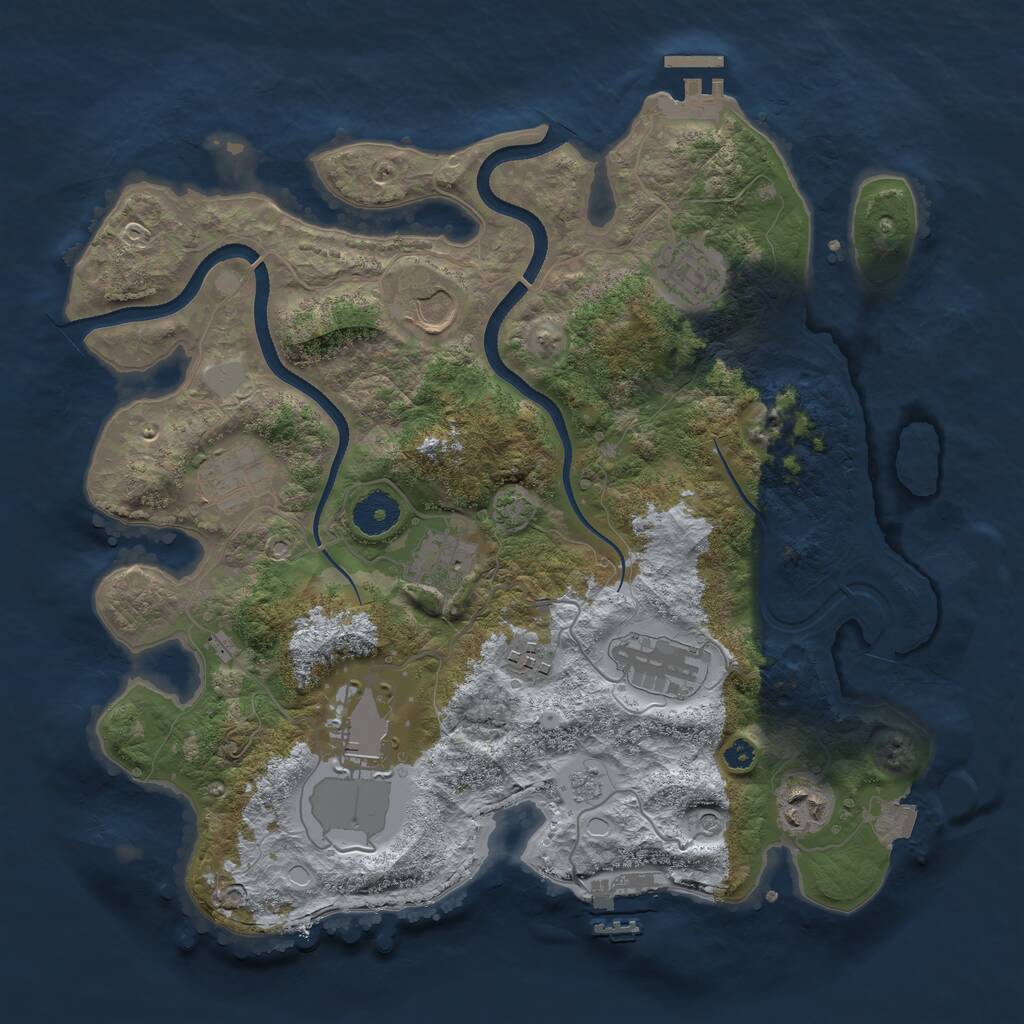 Rust Map: Procedural Map, Size: 3500, Seed: 256380483, 14 Monuments