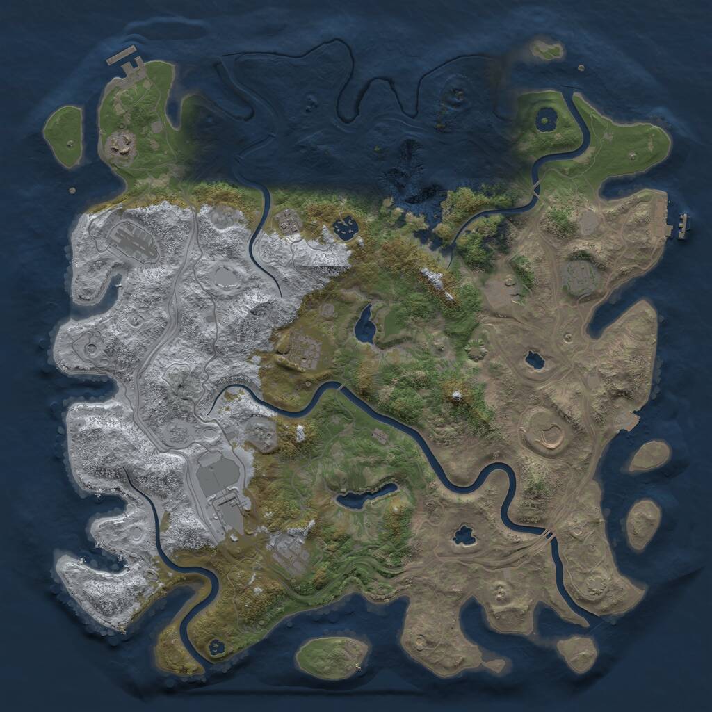 Rust Map: Procedural Map, Size: 4500, Seed: 1001812474, 16 Monuments
