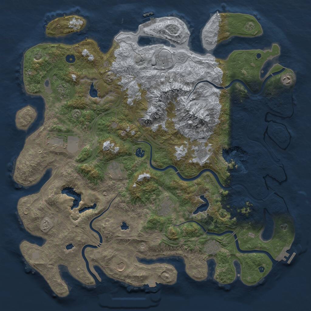 Rust Map: Procedural Map, Size: 5000, Seed: 1247742903, 17 Monuments