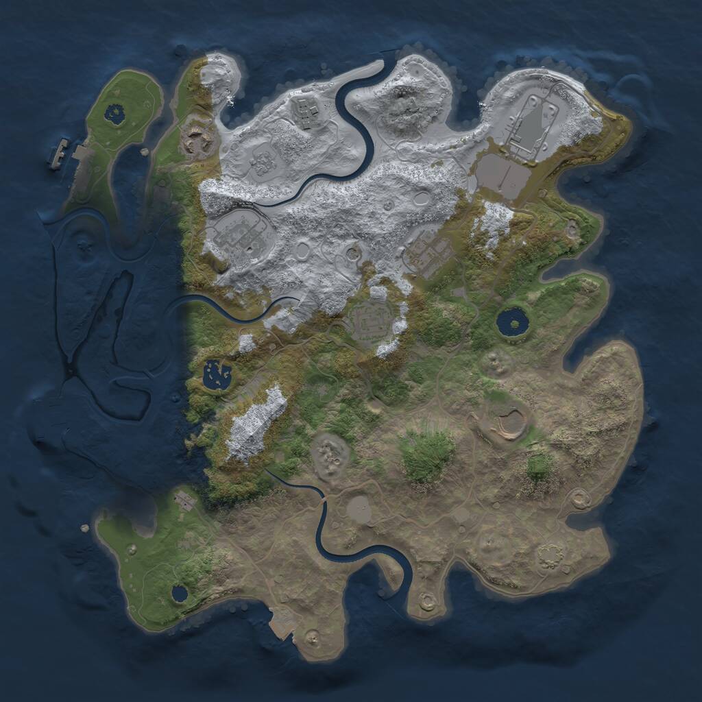 Rust Map: Procedural Map, Size: 3500, Seed: 977445828, 14 Monuments