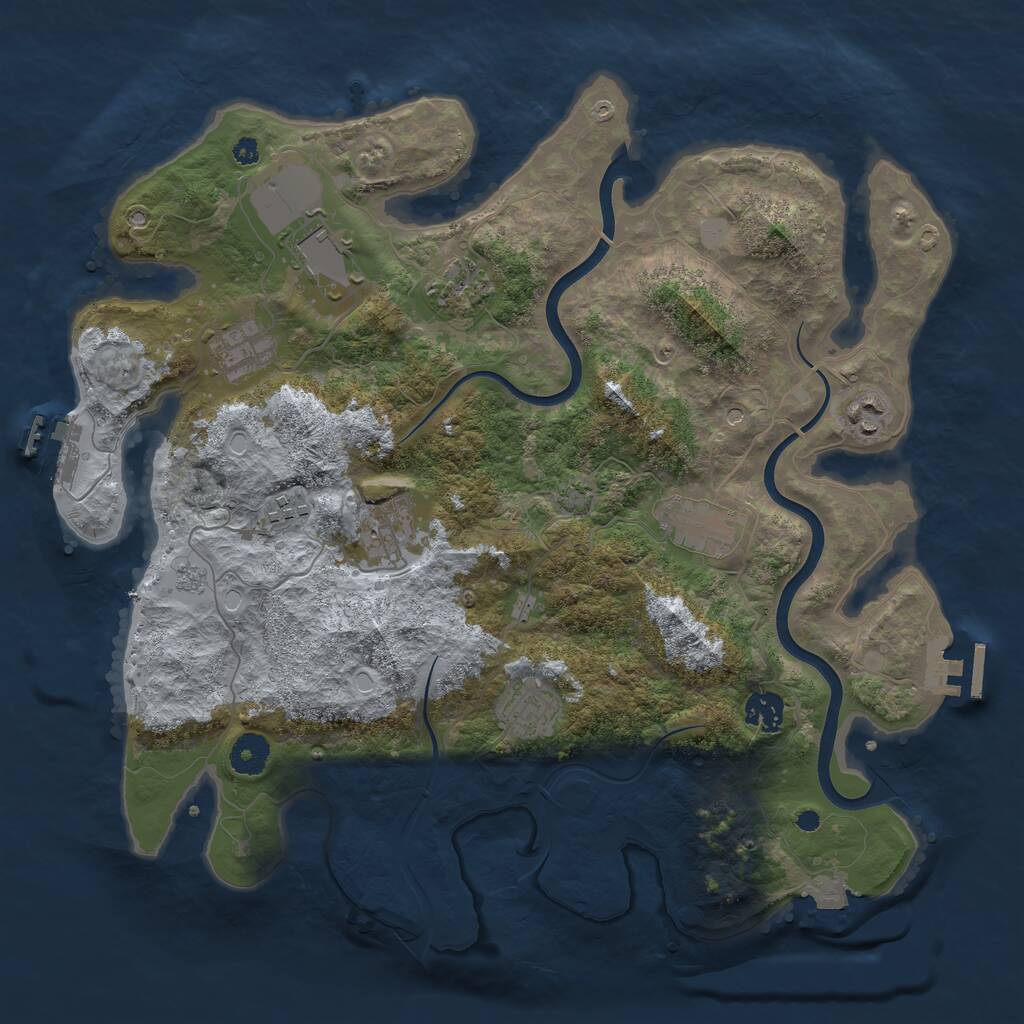 Rust Map: Procedural Map, Size: 3800, Seed: 858312123, 15 Monuments