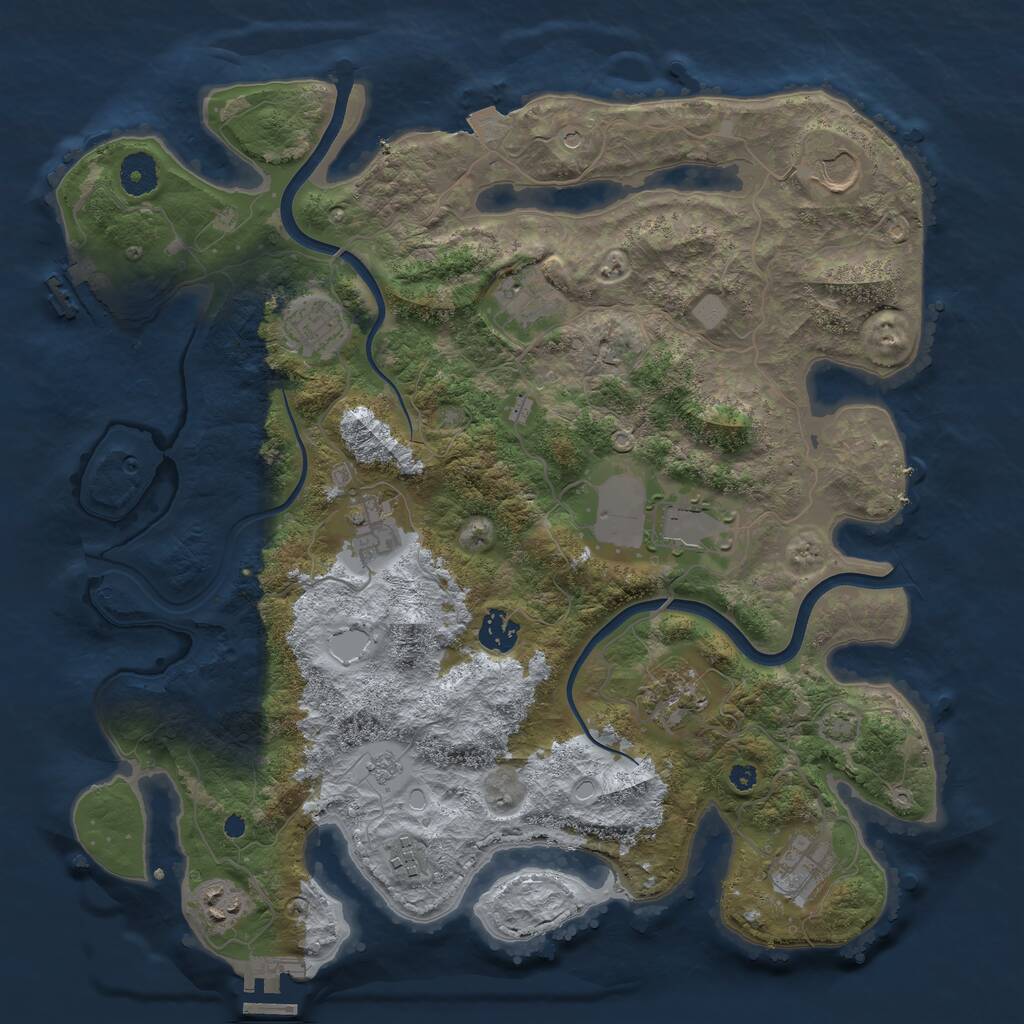 Rust Map: Procedural Map, Size: 3800, Seed: 8054, 16 Monuments
