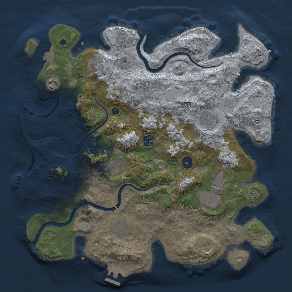 Rust Map: Procedural Map, Size: 3800, Seed: 133247011, 15 Monuments