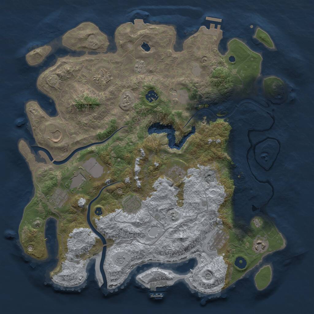Rust Map: Procedural Map, Size: 4000, Seed: 442768762, 17 Monuments