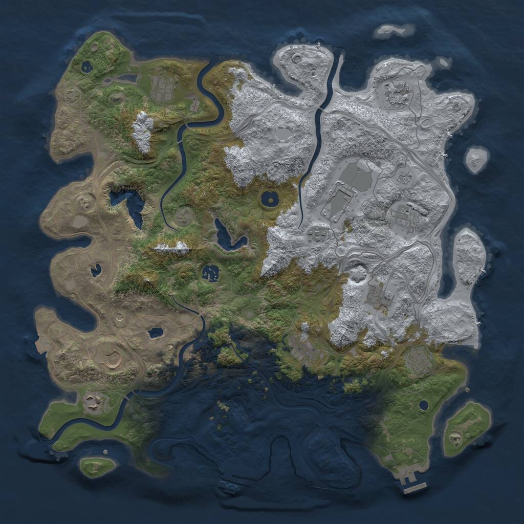 Rust Map: Procedural Map, Size: 4500, Seed: 55480835, 17 Monuments