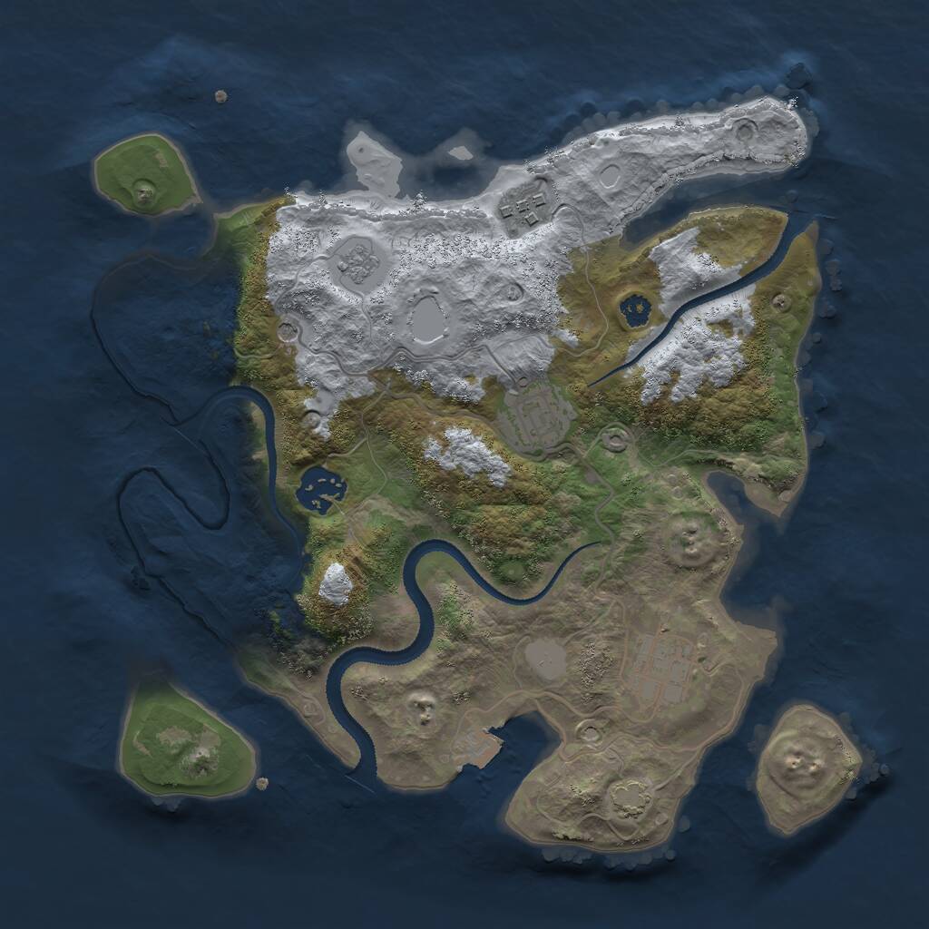 Rust Map: Procedural Map, Size: 3000, Seed: 343213, 8 Monuments