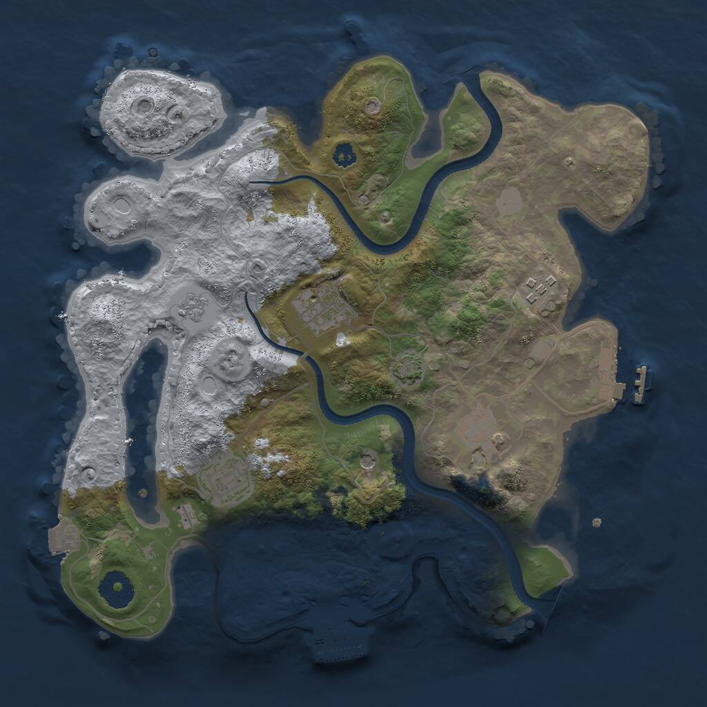 Rust Map: Procedural Map, Size: 3000, Seed: 2140157051, 10 Monuments