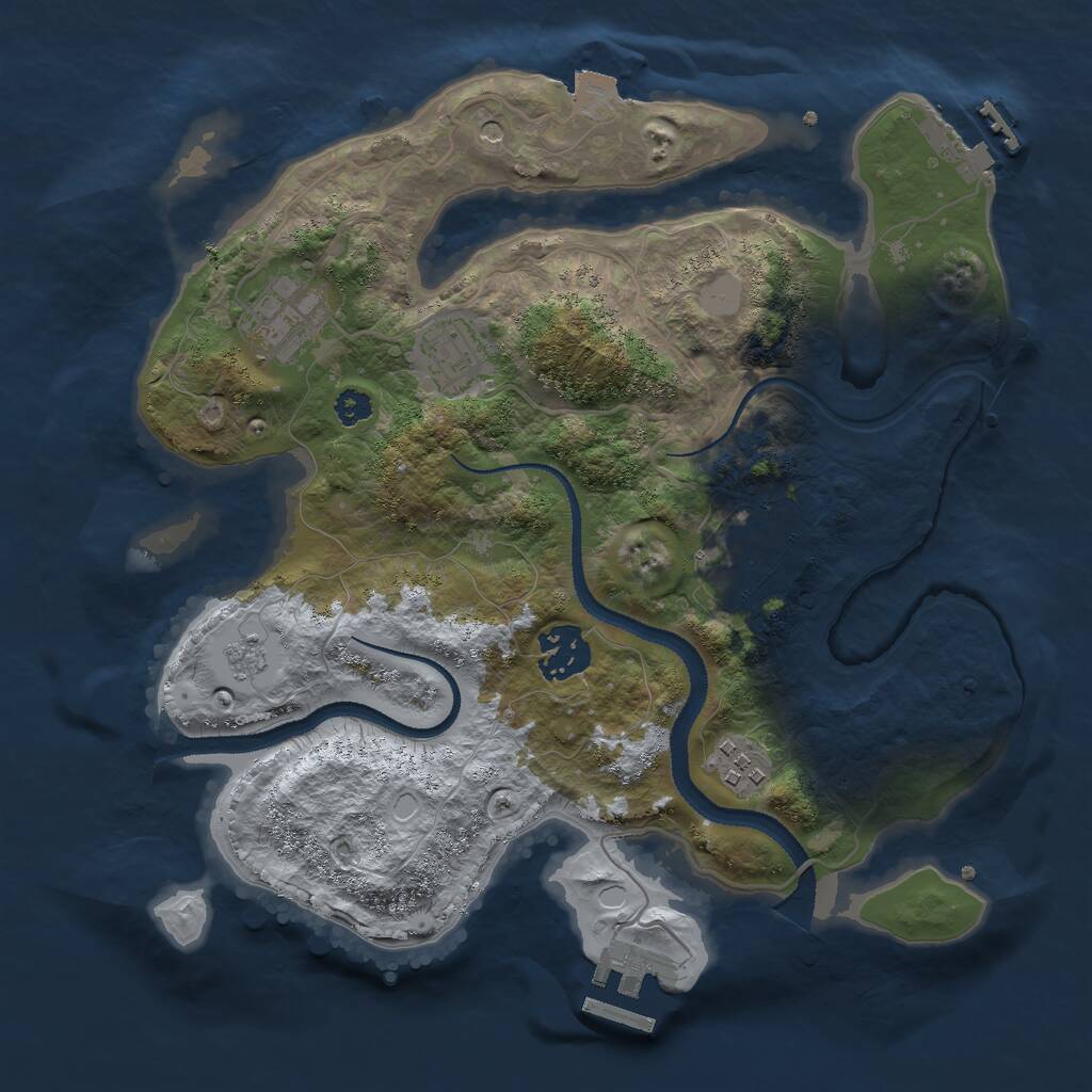 Rust Map: Procedural Map, Size: 3000, Seed: 722208615, 10 Monuments