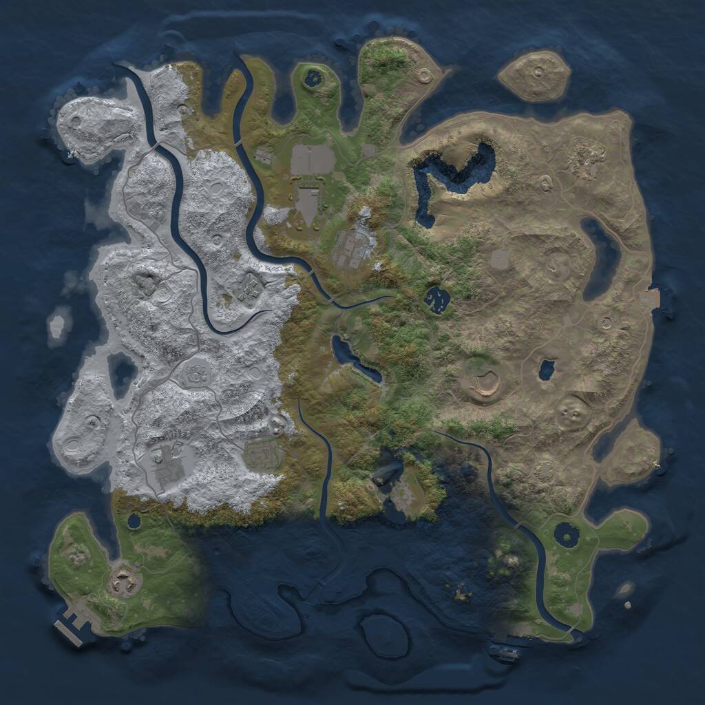 Rust Map: Procedural Map, Size: 4200, Seed: 6694, 16 Monuments