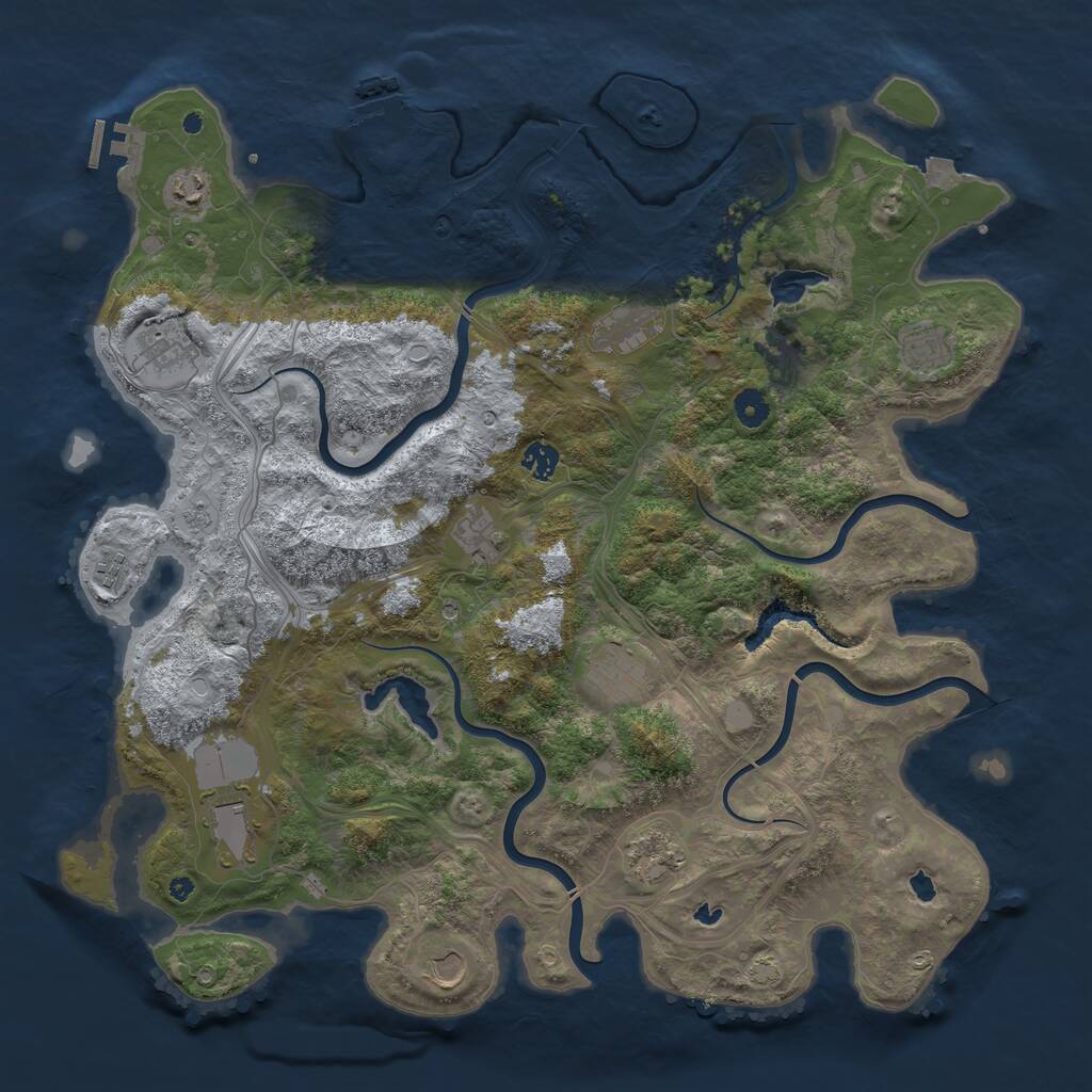 Rust Map: Procedural Map, Size: 4500, Seed: 197831, 17 Monuments