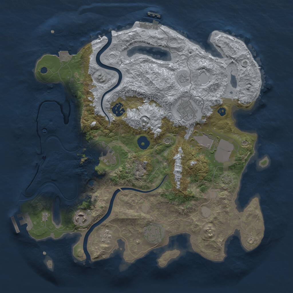 Rust Map: Procedural Map, Size: 3500, Seed: 1862473122, 13 Monuments