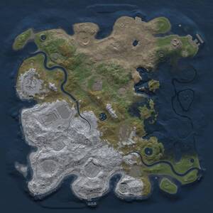 Thumbnail Rust Map: Procedural Map, Size: 4000, Seed: 2023457393, 17 Monuments