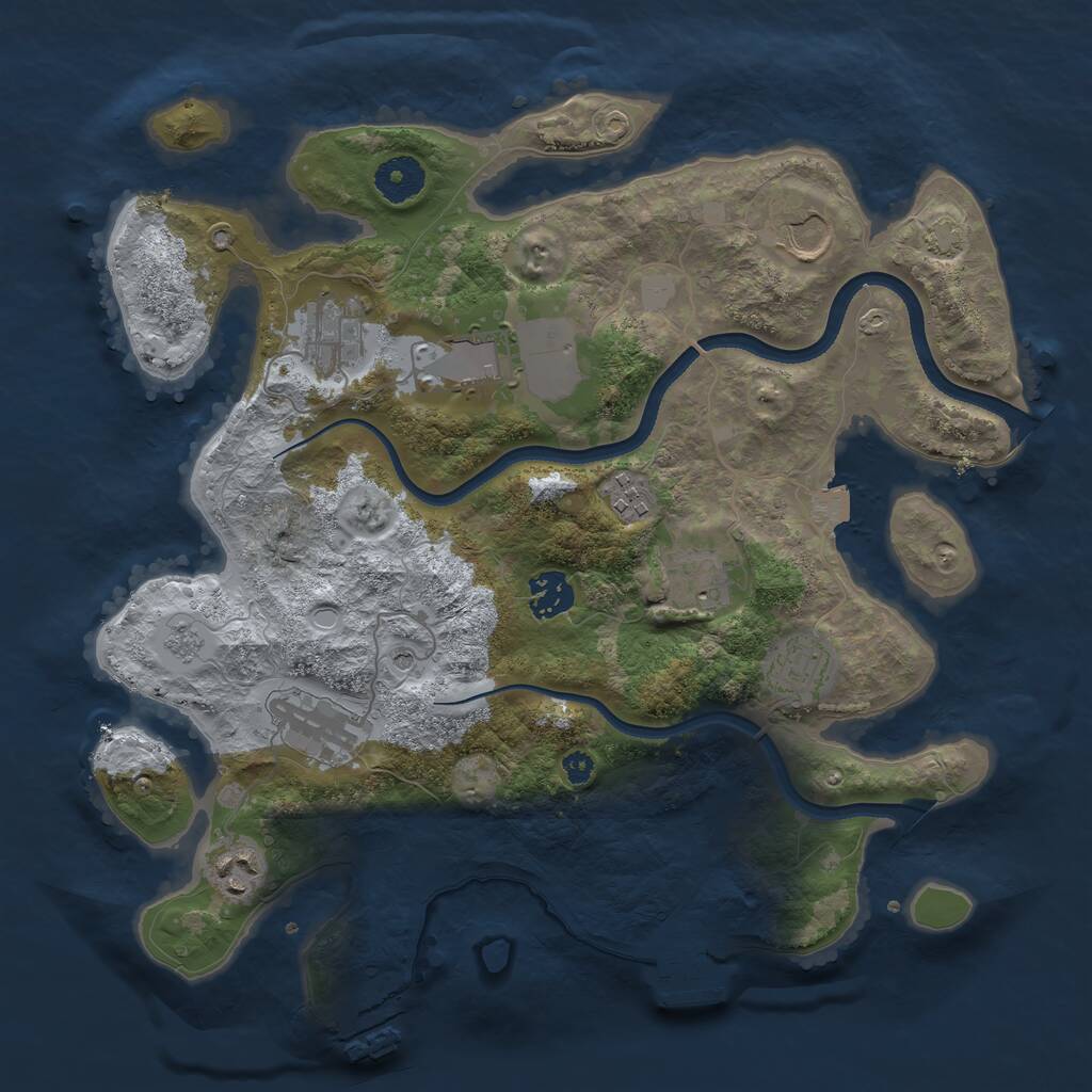 Rust Map: Procedural Map, Size: 3500, Seed: 916232927, 15 Monuments