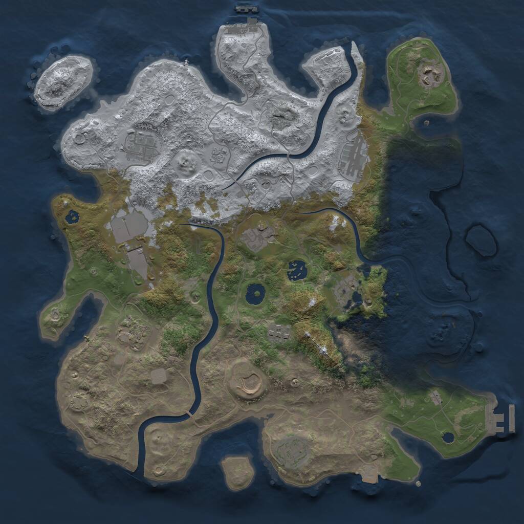 Rust Map: Procedural Map, Size: 3800, Seed: 72823219, 17 Monuments