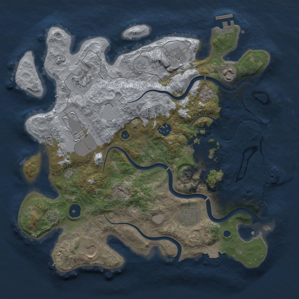 Rust Map: Procedural Map, Size: 3500, Seed: 34807127, 15 Monuments