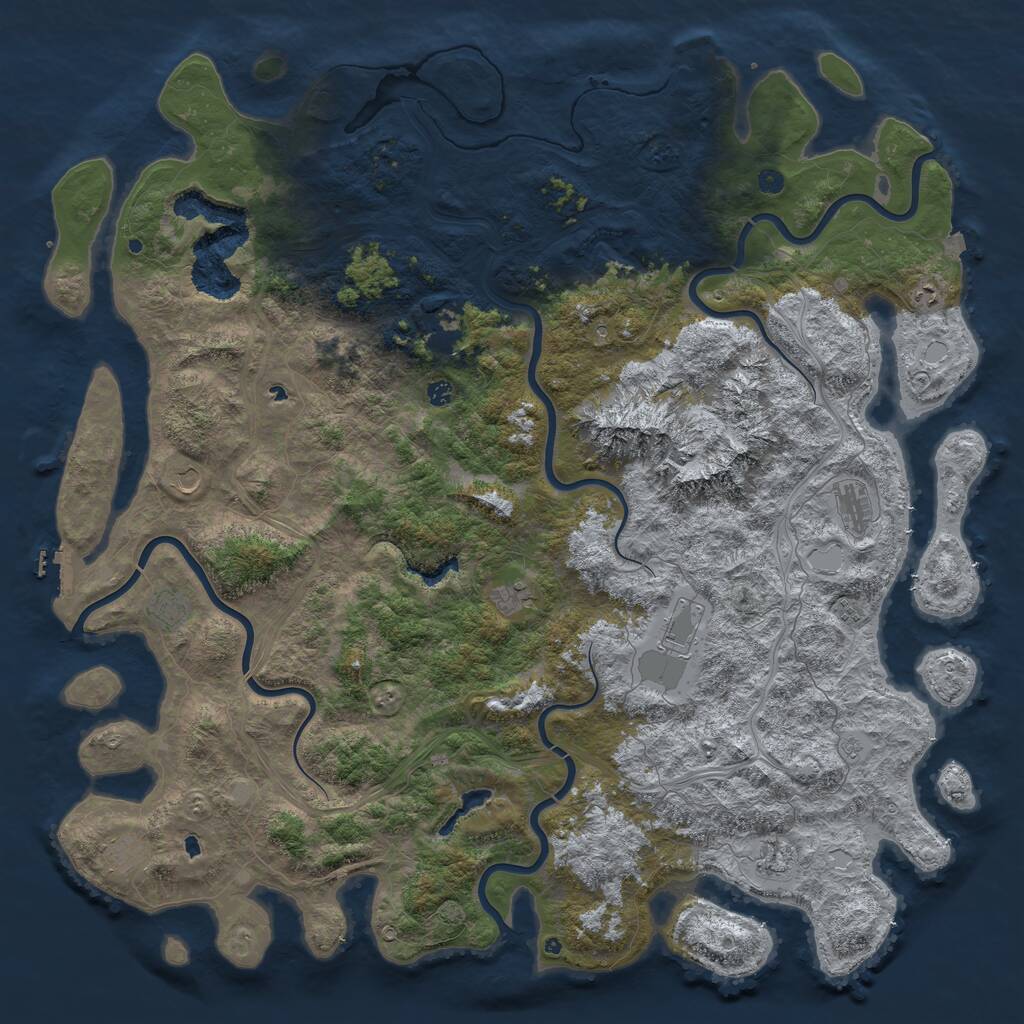 Rust Map: Procedural Map, Size: 6000, Seed: 1581514, 17 Monuments