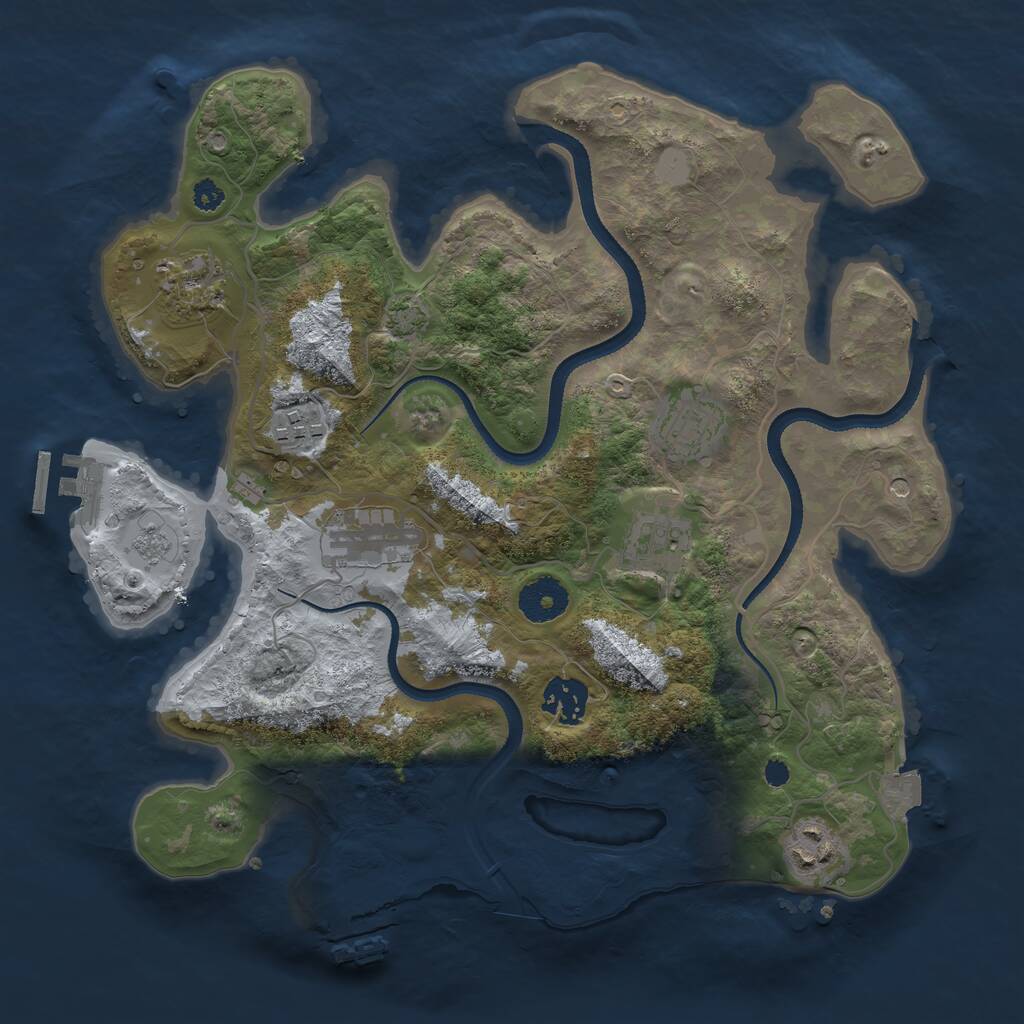 Rust Map: Procedural Map, Size: 3300, Seed: 575351403, 13 Monuments