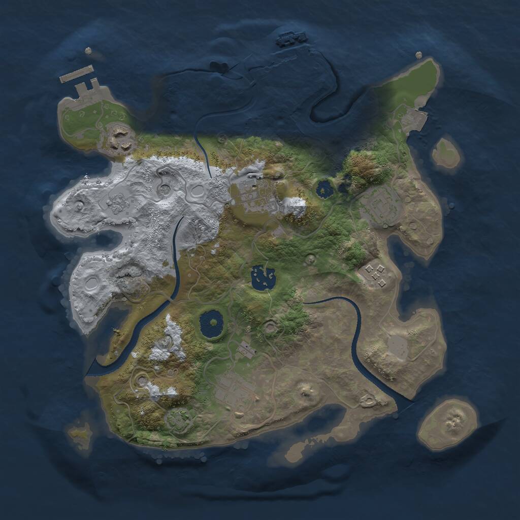 Rust Map: Procedural Map, Size: 3000, Seed: 39724, 12 Monuments