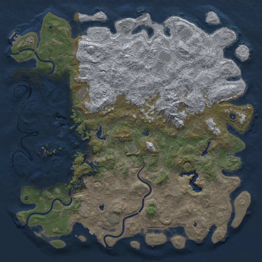 Rust Map: Procedural Map, Size: 6000, Seed: 1042360615, 17 Monuments