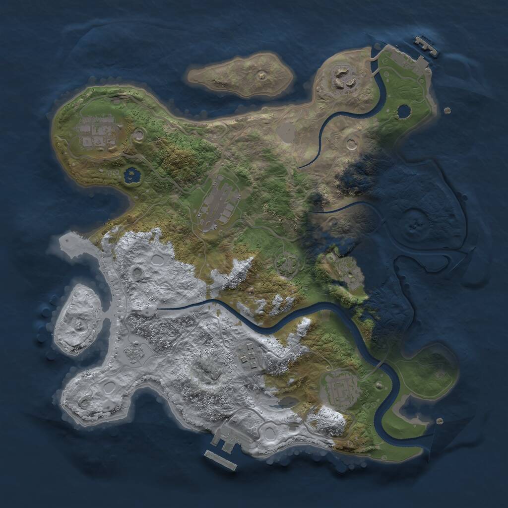 Rust Map: Procedural Map, Size: 3000, Seed: 1193252774, 12 Monuments