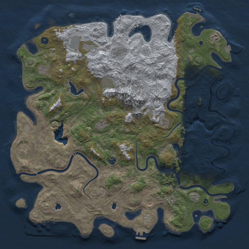Rust Map: Procedural Map, Size: 5000, Seed: 1390891114, 17 Monuments