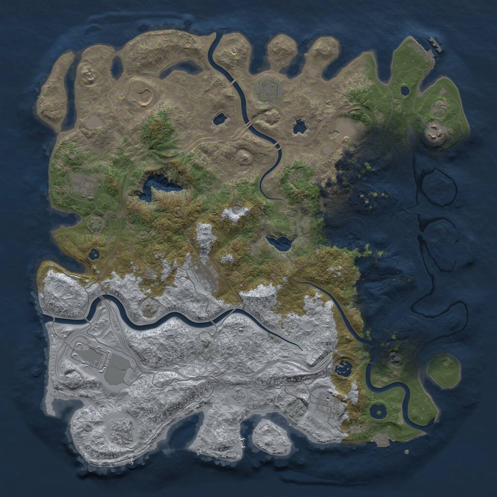 Rust Map: Procedural Map, Size: 4500, Seed: 1254390703, 17 Monuments