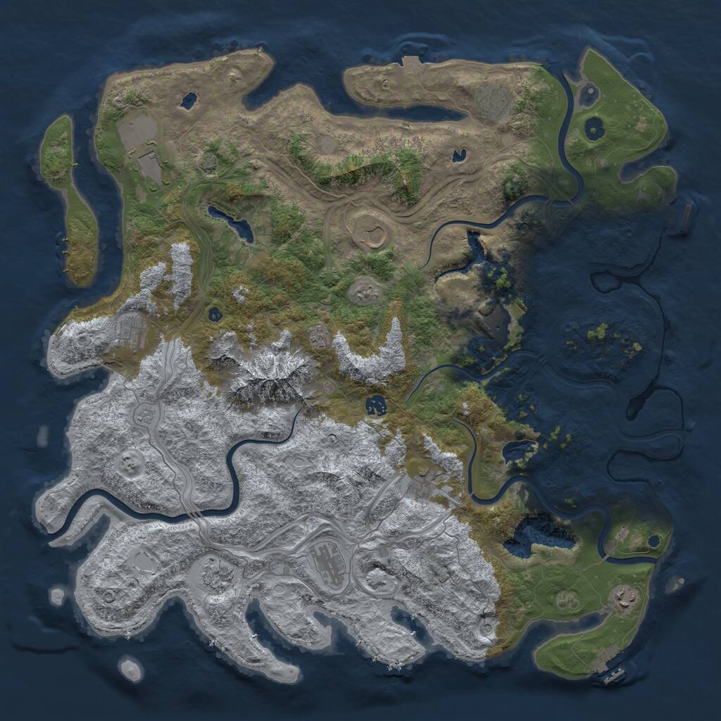 Rust Map: Procedural Map, Size: 5000, Seed: 584354189, 17 Monuments