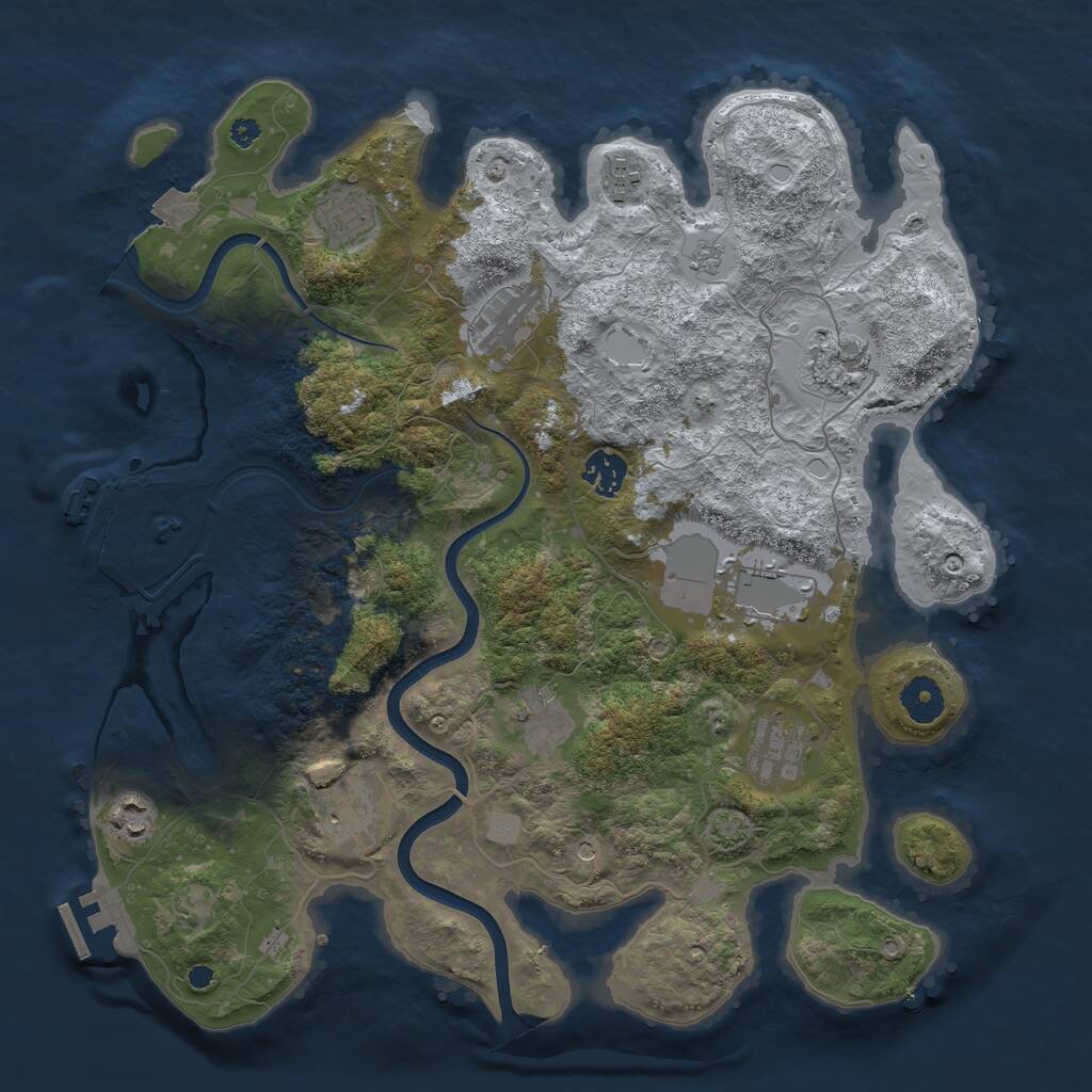 Rust Map: Procedural Map, Size: 3750, Seed: 440924251, 16 Monuments