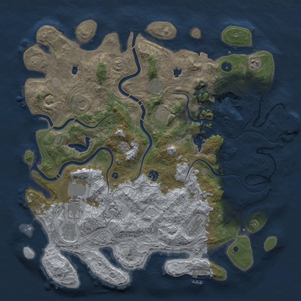 Rust Map: Procedural Map, Size: 4500, Seed: 76849285, 16 Monuments
