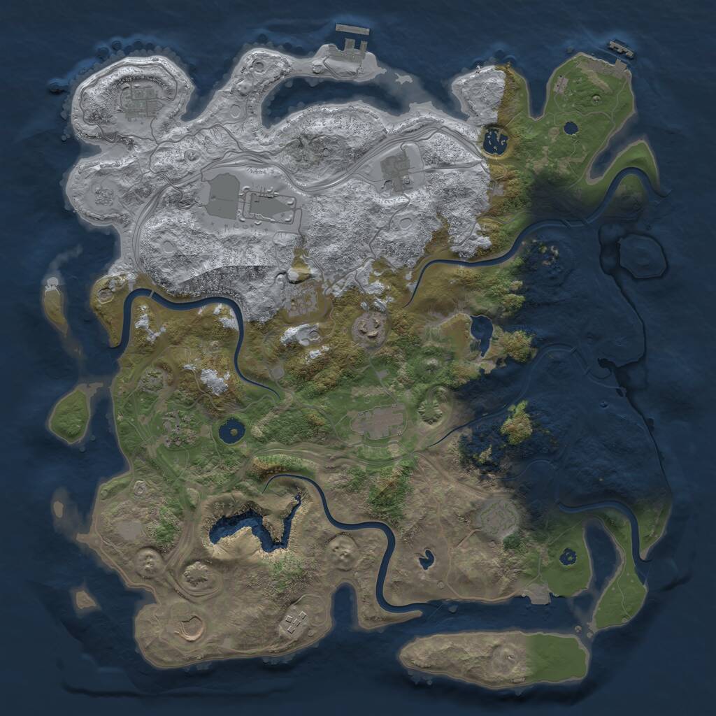 Rust Map: Procedural Map, Size: 4300, Seed: 1599666691, 17 Monuments