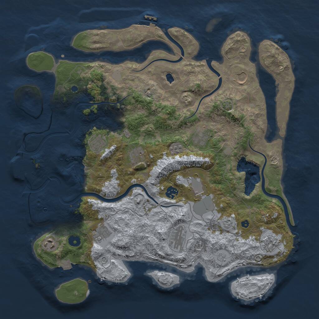 Rust Map: Procedural Map, Size: 4050, Seed: 772272544, 17 Monuments