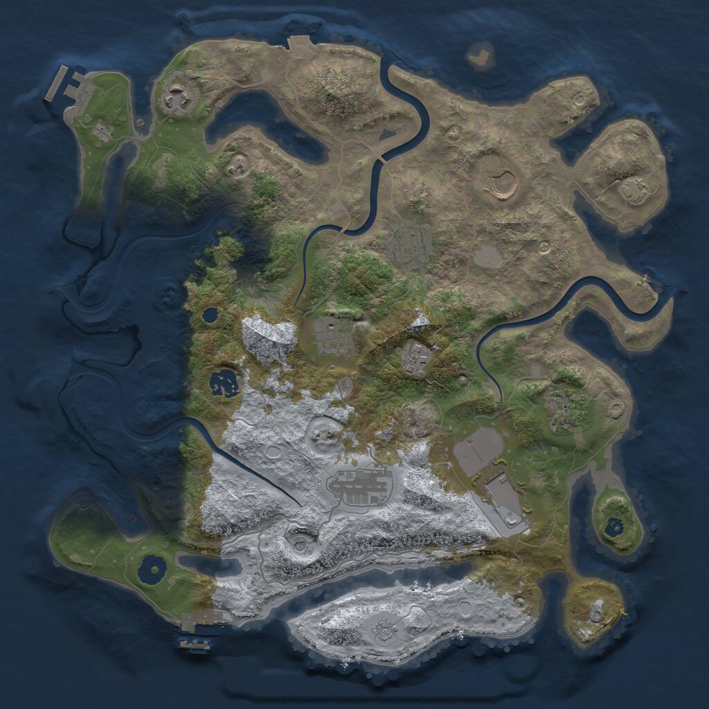 Rust Map: Procedural Map, Size: 3700, Seed: 1394621750, 15 Monuments