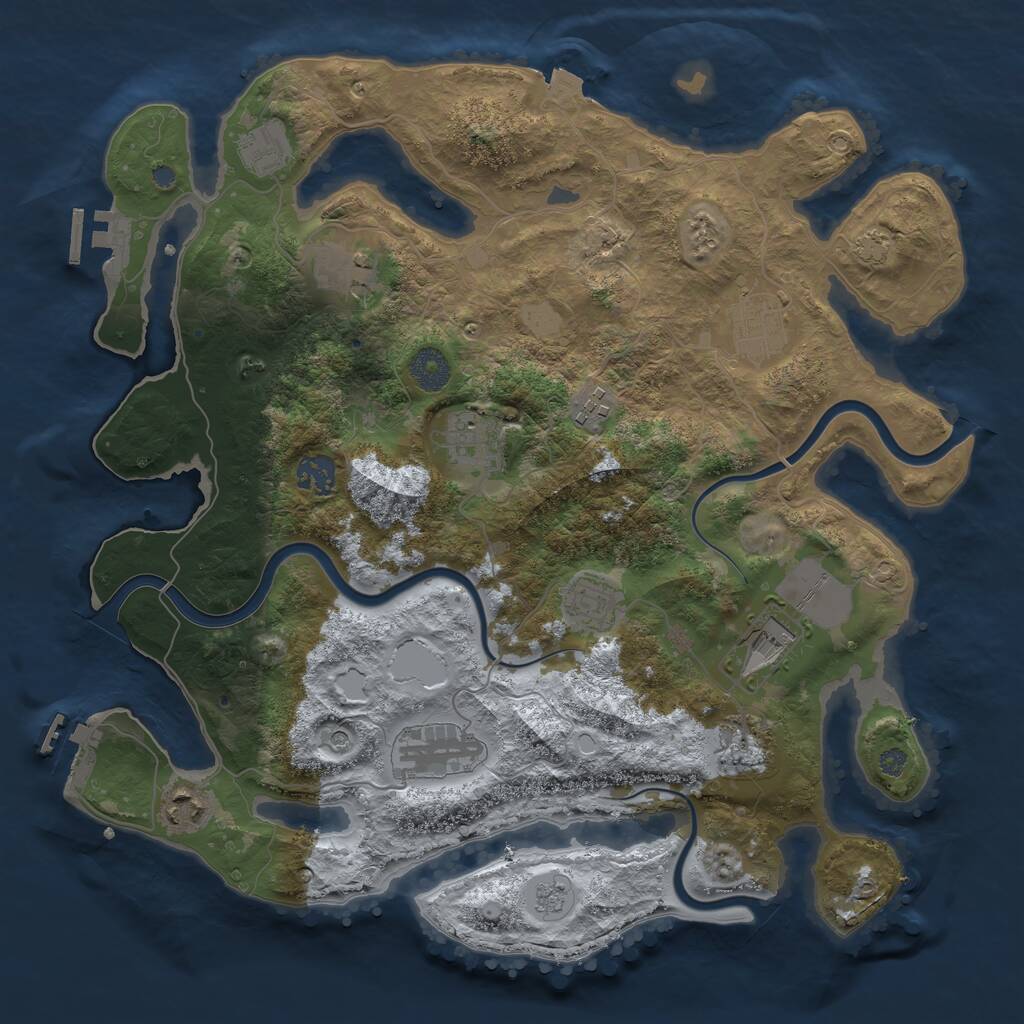 Rust Map: Procedural Map, Size: 3700, Seed: 1394621750, 18 Monuments