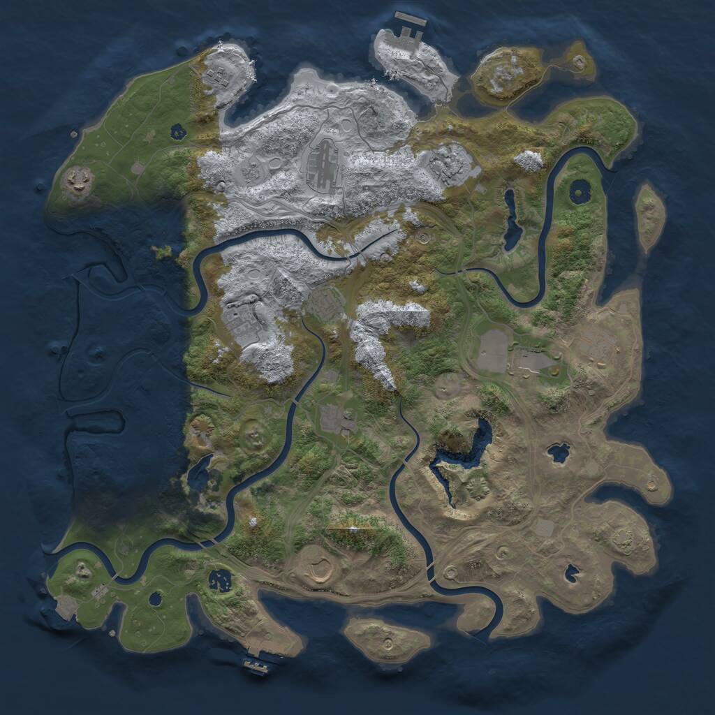 Rust Map: Procedural Map, Size: 4500, Seed: 606837926, 17 Monuments