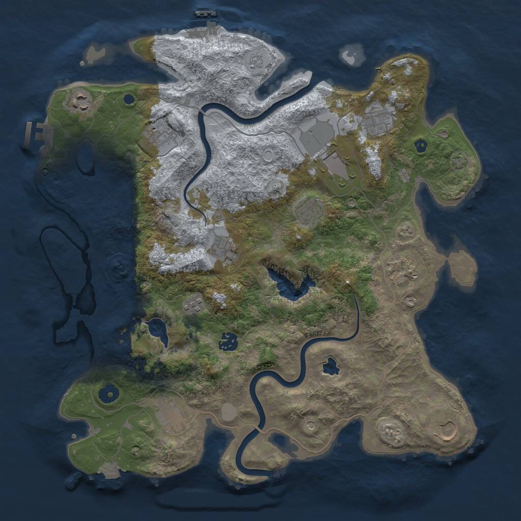 Rust Map: Procedural Map, Size: 4000, Seed: 1221675198, 17 Monuments