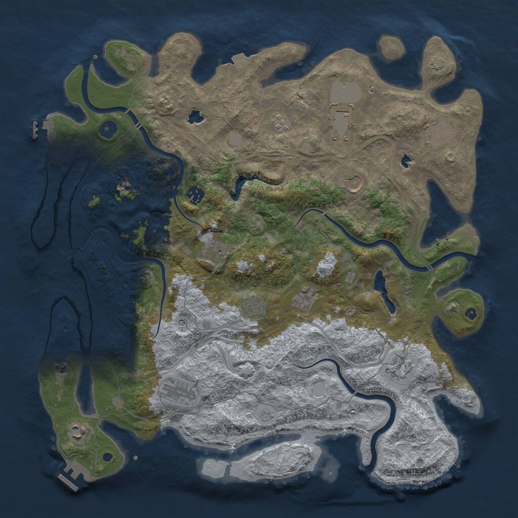 Rust Map: Procedural Map, Size: 4500, Seed: 295588055, 17 Monuments