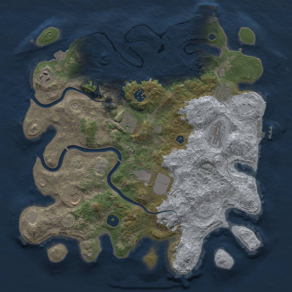 Rust Map: Procedural Map, Size: 3700, Seed: 110882386, 14 Monuments