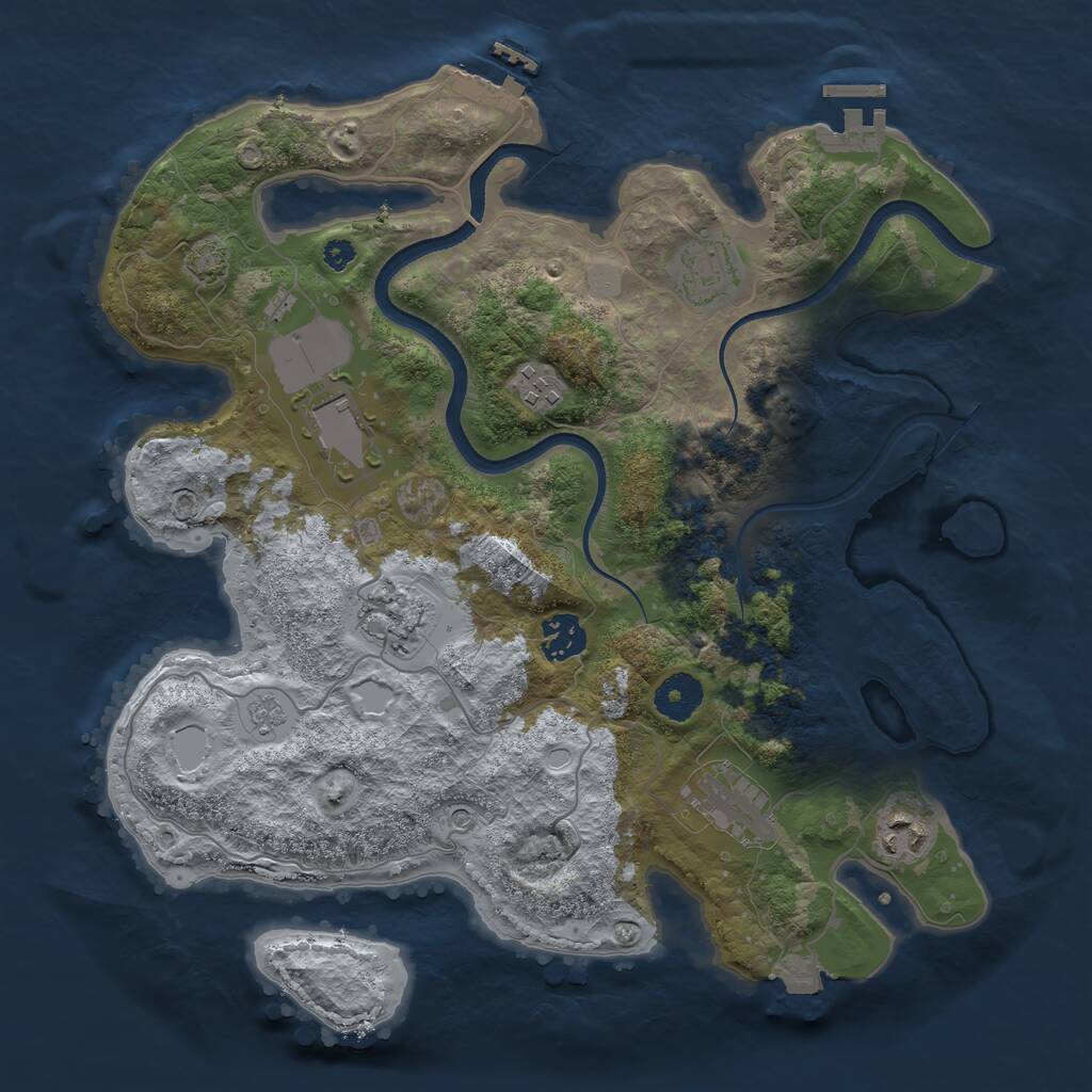 Rust Map: Procedural Map, Size: 3500, Seed: 486472, 13 Monuments