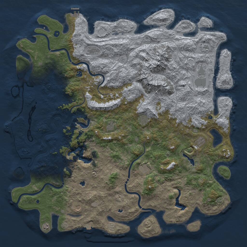 Rust Map: Procedural Map, Size: 6000, Seed: 433354360, 17 Monuments