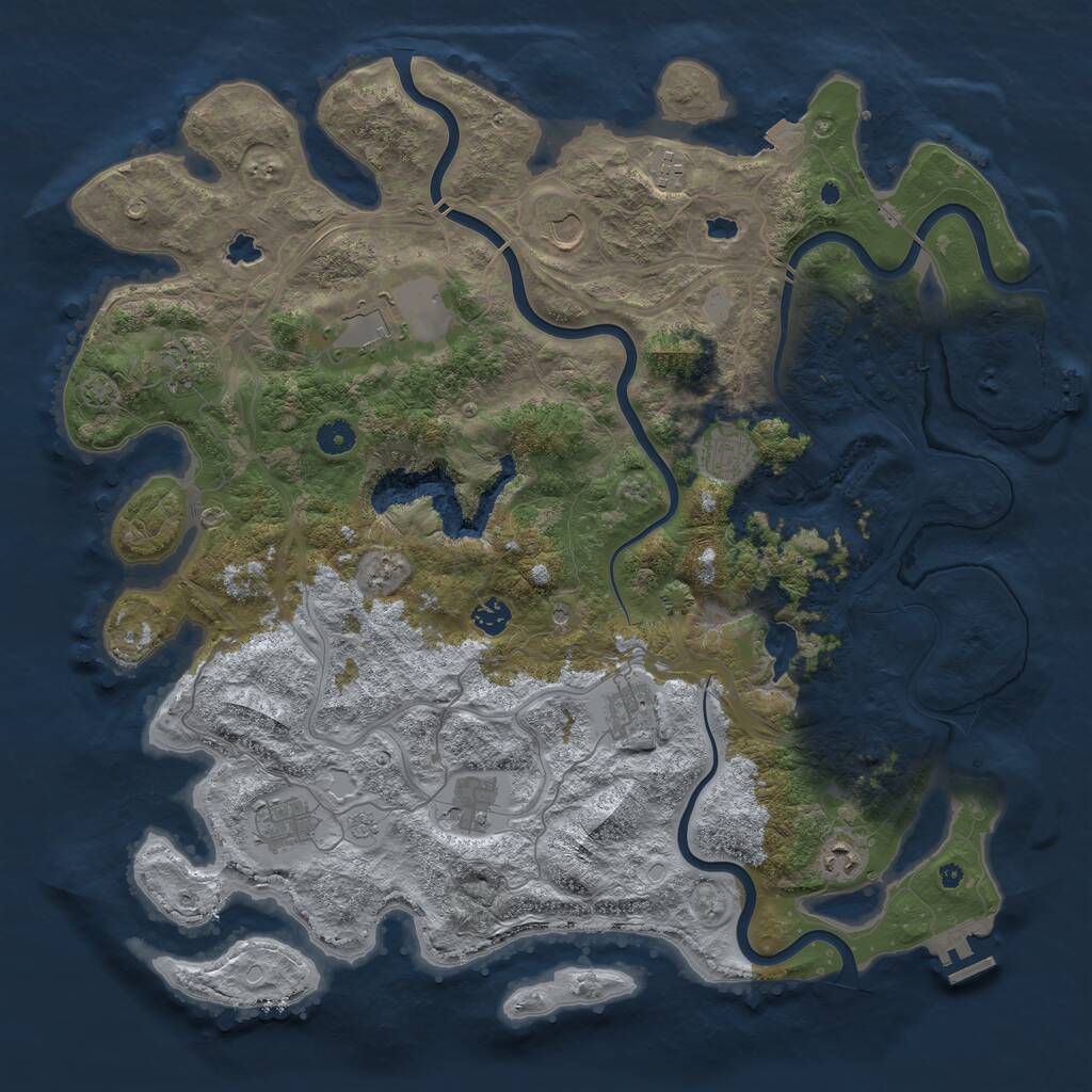 Rust Map: Procedural Map, Size: 4500, Seed: 919325245, 16 Monuments
