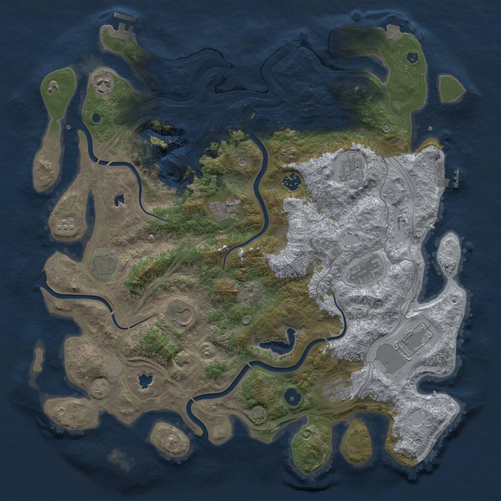 Rust Map: Procedural Map, Size: 4500, Seed: 427954748, 16 Monuments