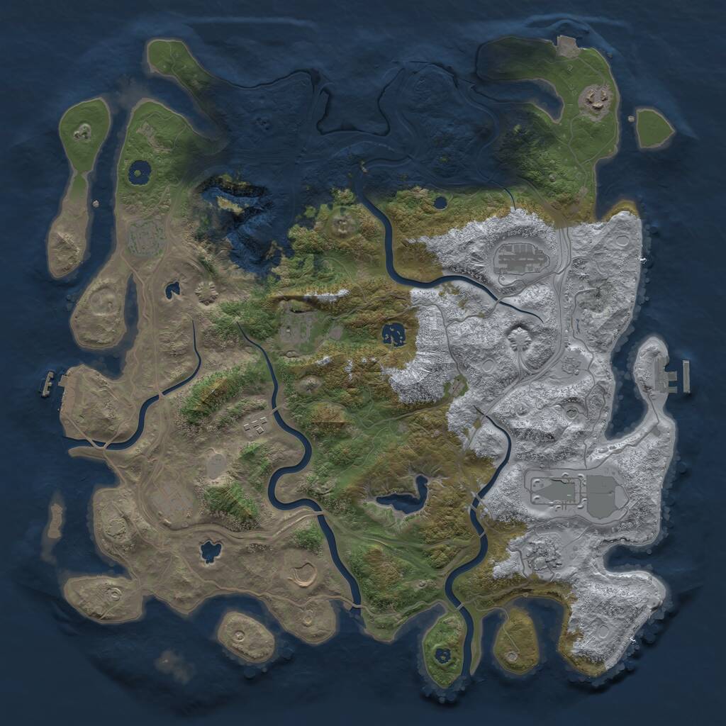 Rust Map: Procedural Map, Size: 4500, Seed: 427954748, 16 Monuments
