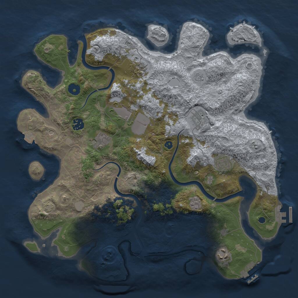 Rust Map: Procedural Map, Size: 3750, Seed: 1565709419, 14 Monuments