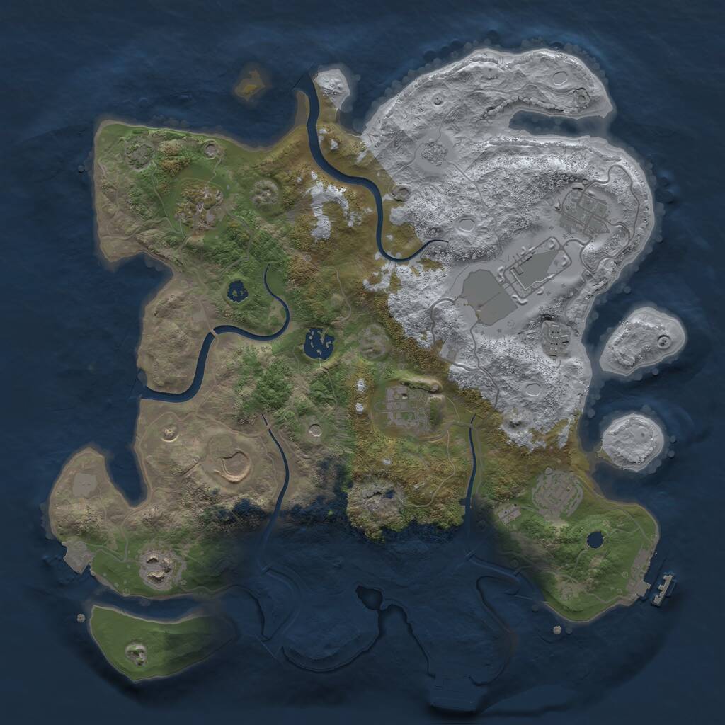 Rust Map: Procedural Map, Size: 3500, Seed: 972861992, 15 Monuments