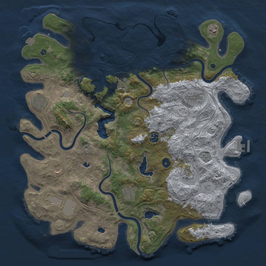 Rust Map: Procedural Map, Size: 4500, Seed: 561840870, 16 Monuments