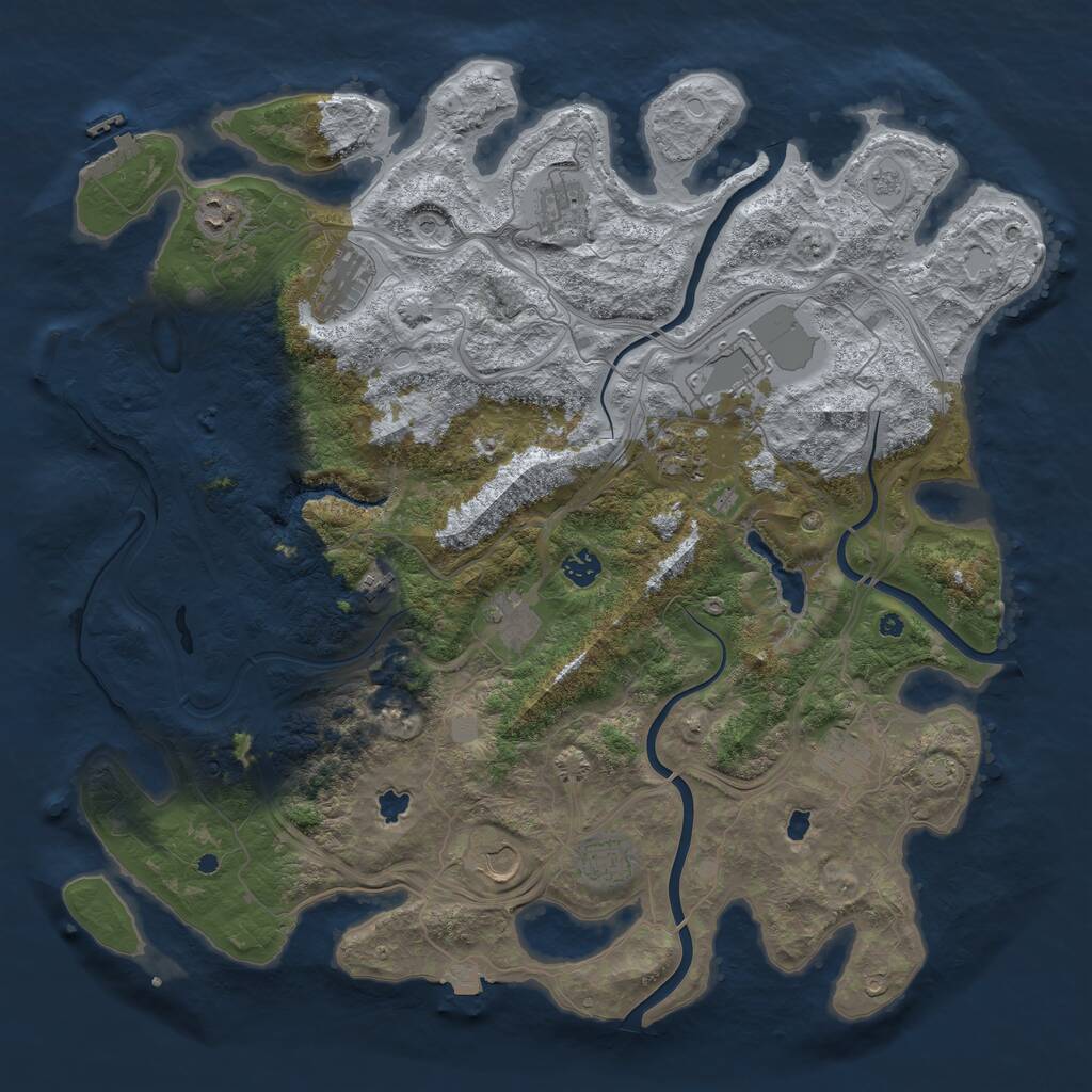 Rust Map: Procedural Map, Size: 4500, Seed: 234577088, 17 Monuments