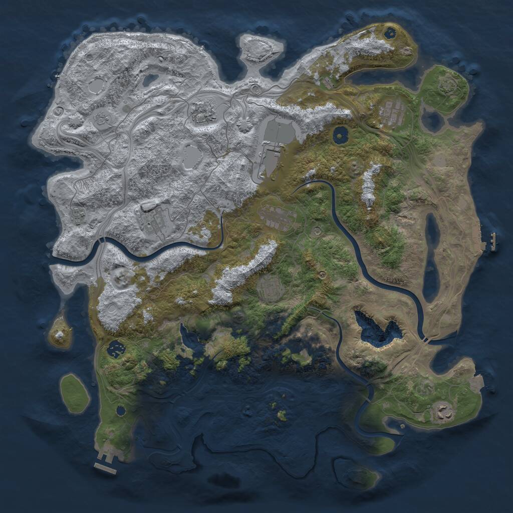 Rust Map: Procedural Map, Size: 4500, Seed: 377164112, 16 Monuments