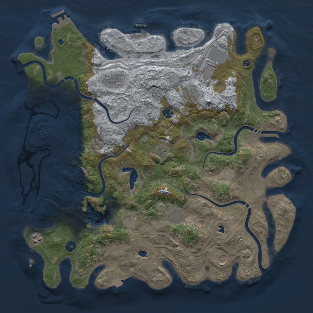 Rust Map: Procedural Map, Size: 4500, Seed: 1141083844, 16 Monuments