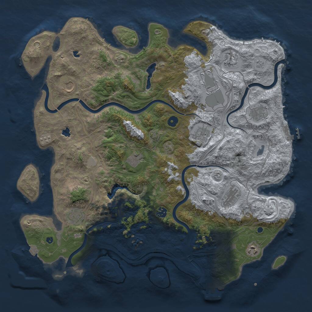 Rust Map: Procedural Map, Size: 4500, Seed: 1274920006, 17 Monuments